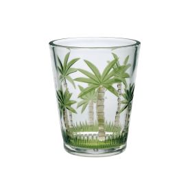 Palm Tree Design Acrylic Glasses Drinking Set of 4 DOF (15oz), Plastic Drinking Glasses, BPA Free Cocktail Glasses, Drinkware Set