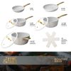 Thyme & Table 12-Piece Ceramic Non-Stick Ribbed Cookware Set, White & Gold